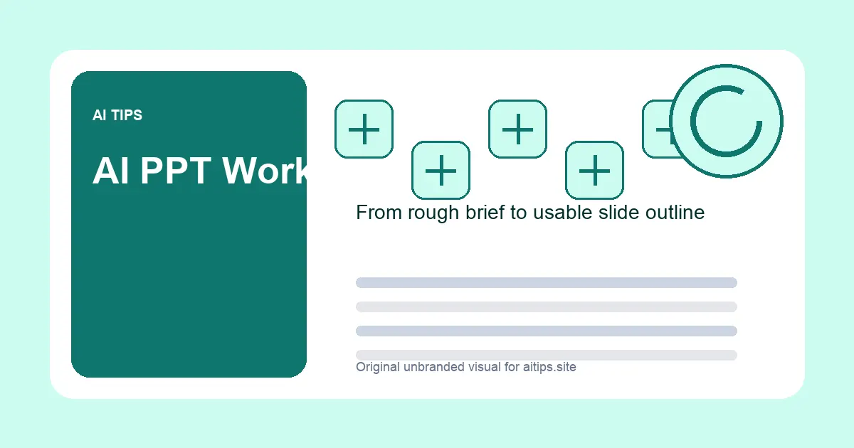 Original illustration for AI PPT workflow from rough brief to slide outline